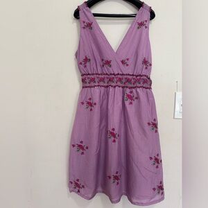 Purple Floral Embroidered Dress
